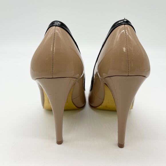 Ted Baker Womens Shoes Size US 6 Beige Black Bow‎ Stiletto Patent Leather Glam - Picture 4 of 11